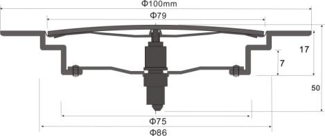 SZ106-10R Ø 100mm Redondo em aço inox fonte dreno de chão de fonte de cozinha click clack com cartucho de latão pop-up