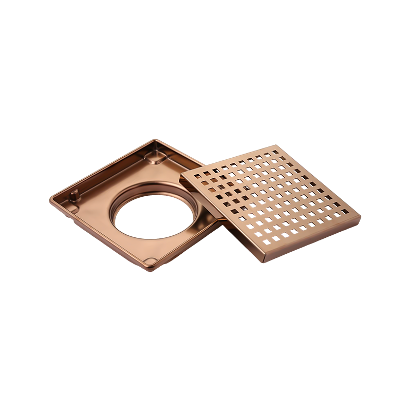 SZ119-20RG 200x200mm 8" x 8" Acabamento rose gold brilhante acabamento rose gold ralo em aço inox com tampa removível e sifão ABS